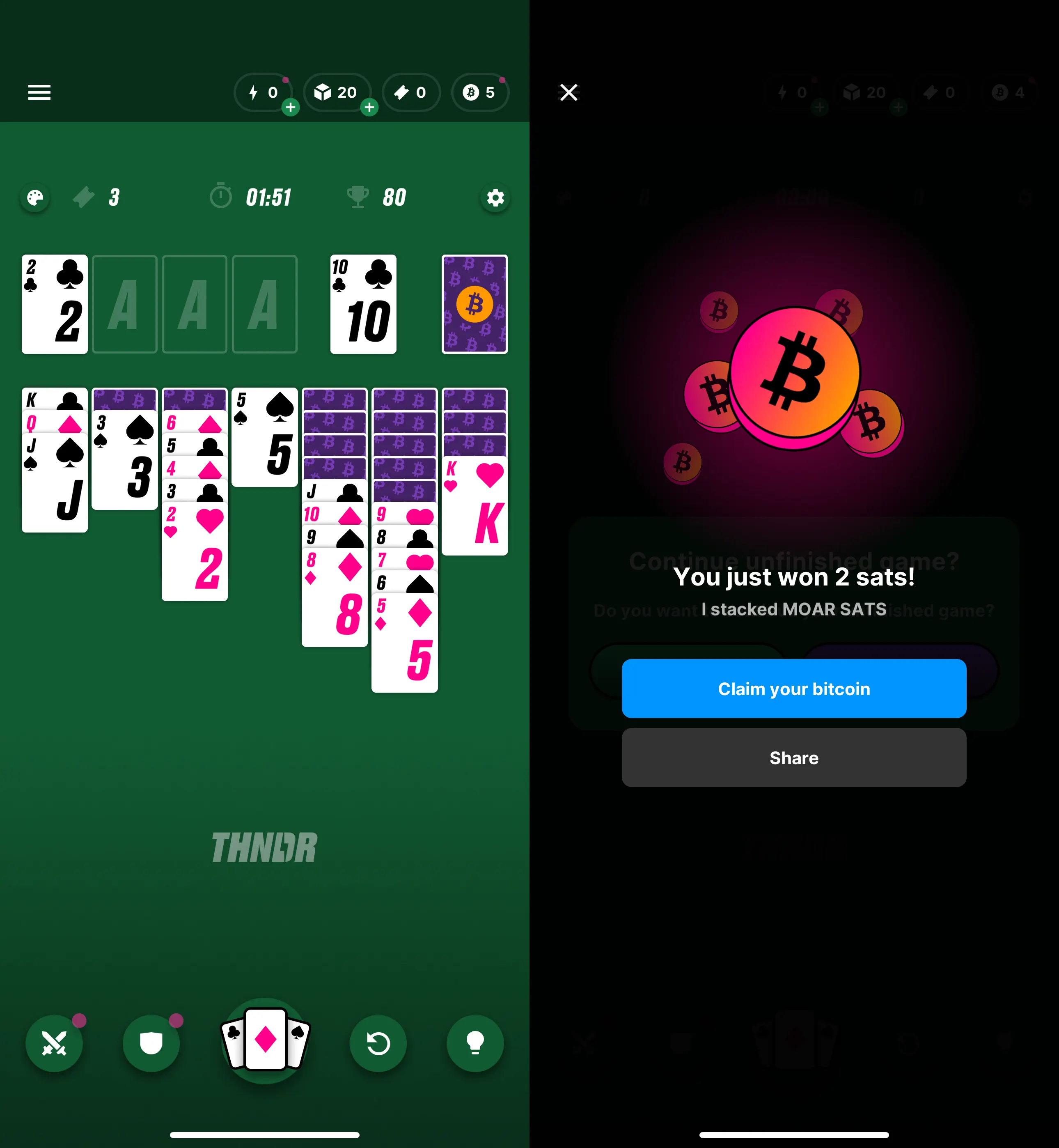 Screenshots from Club Bitcoin: Solitaire