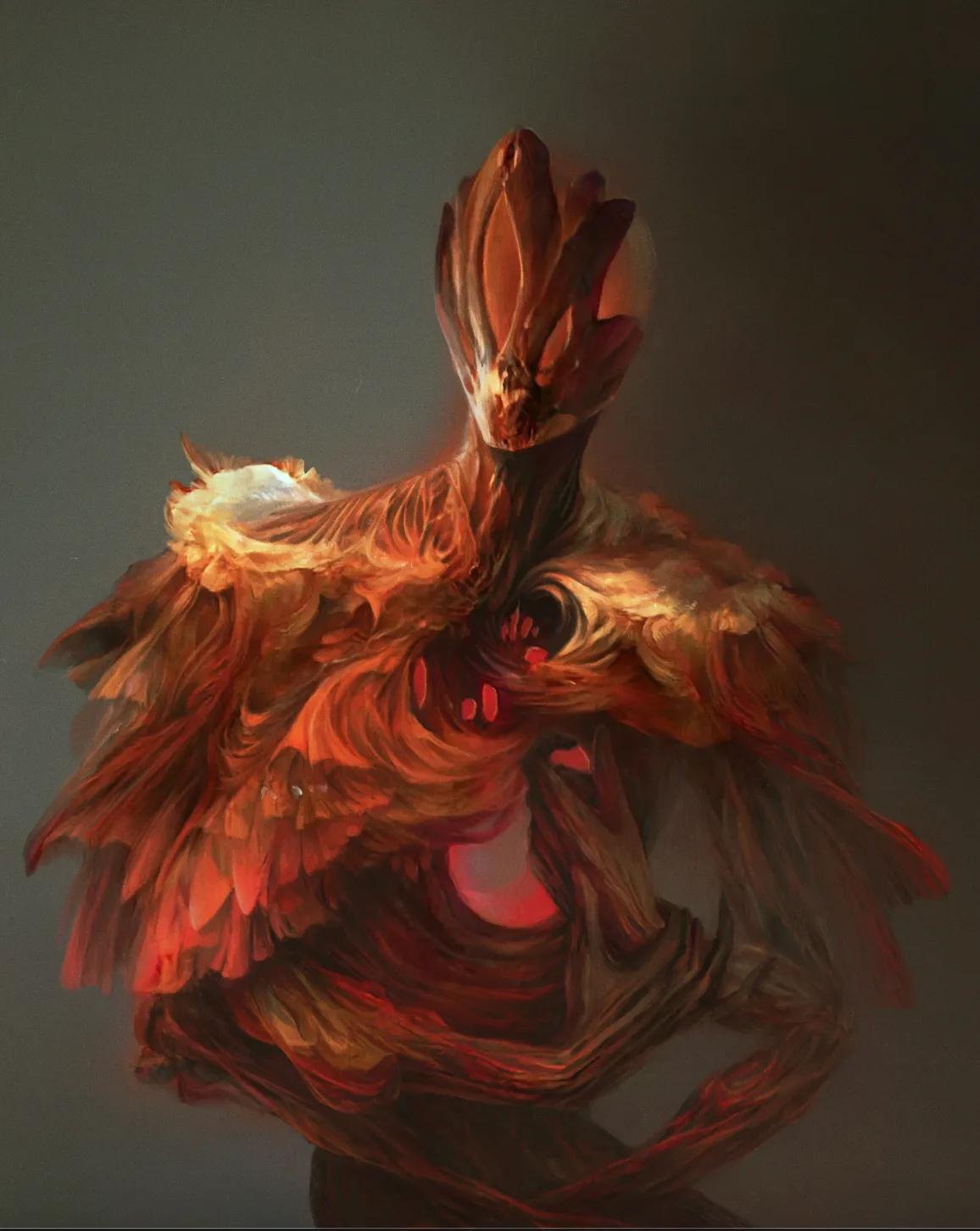 An AI painting of a person made of fire.