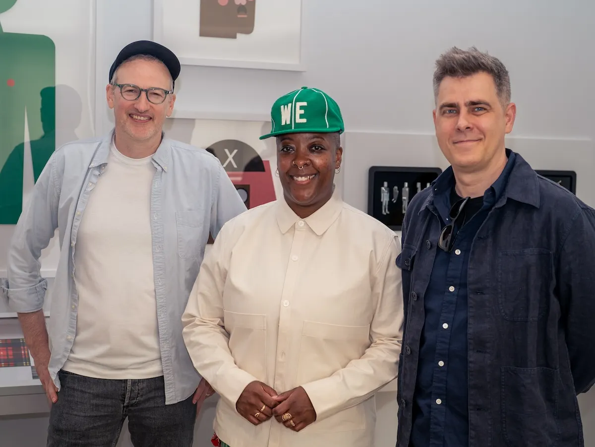 Nina Chanel Abney (center) with CryptoPunks creators John Watkinson (left) and Matt Hall (right)