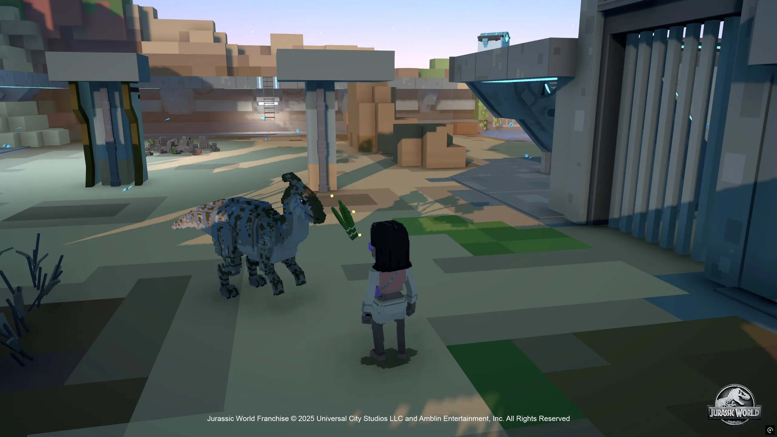 User feeding a dinosaur