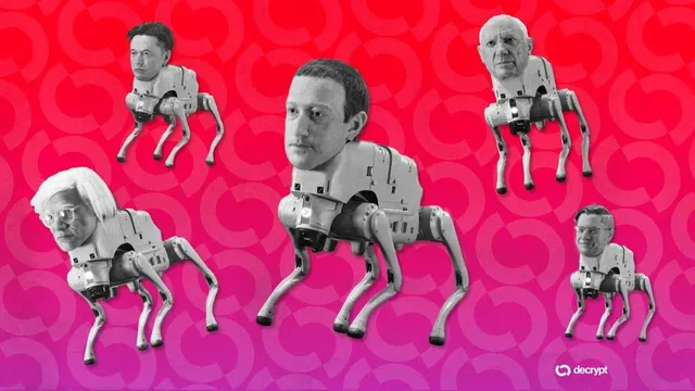 Beeple Made Robot Dogs With Musk, Zuckerberg, and Warhol Heads That Poop NFTs